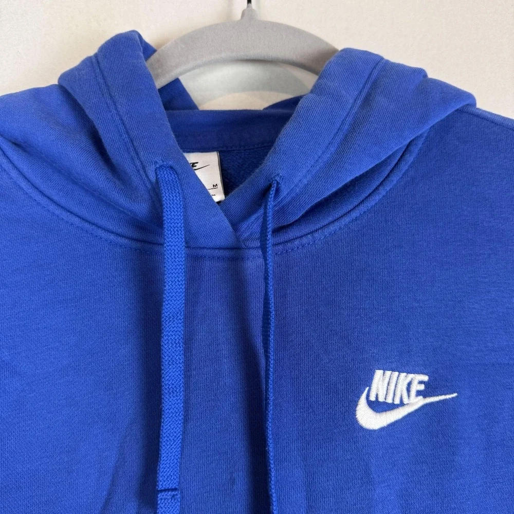 Nike Hoodie Mens Medium Blue Pullover Fleece Small Swoosh Kangaroo‎ Pocket